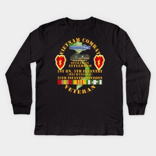 Vietnam Combat Vet w 1st Bn 5th Inf - 25th Inf Div - Operation Attleboro w VN SVC Kids Long Sleeve T-Shirt